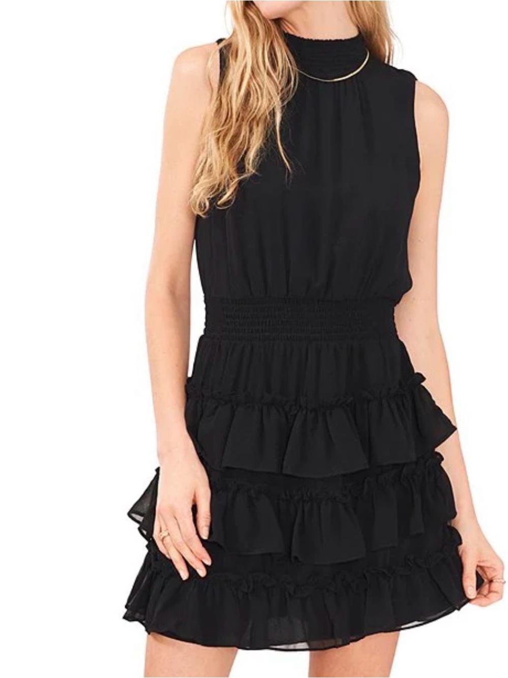 1. State Black Sleeveless Ruffle Tiered Dress